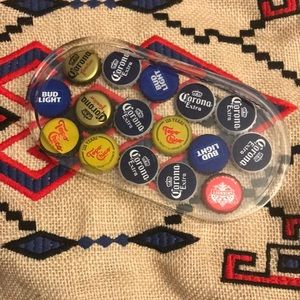 Tray with different bottle caps